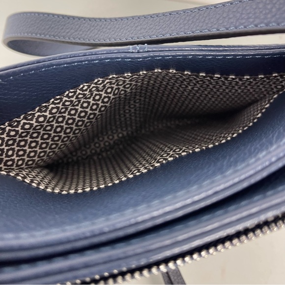 Brighton Interlok Blue Leather Crossbody Organizer Purse Silver Hardware Classic - Picture 9 of 14